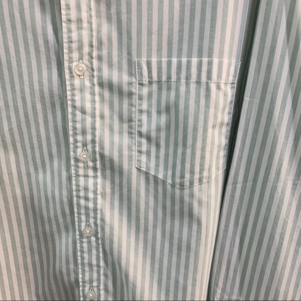 J Crew Green and White Striped Button Down | L - Picture 4 of 6